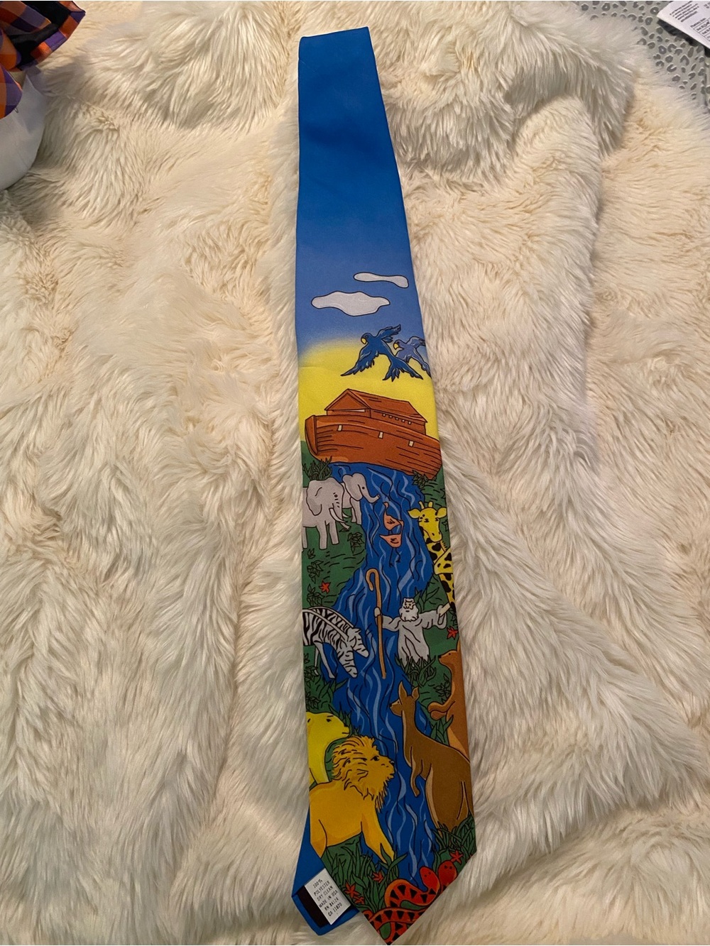 Walnut Ridge Noah’s Ark Vintage Necktie - Blue/Yellow